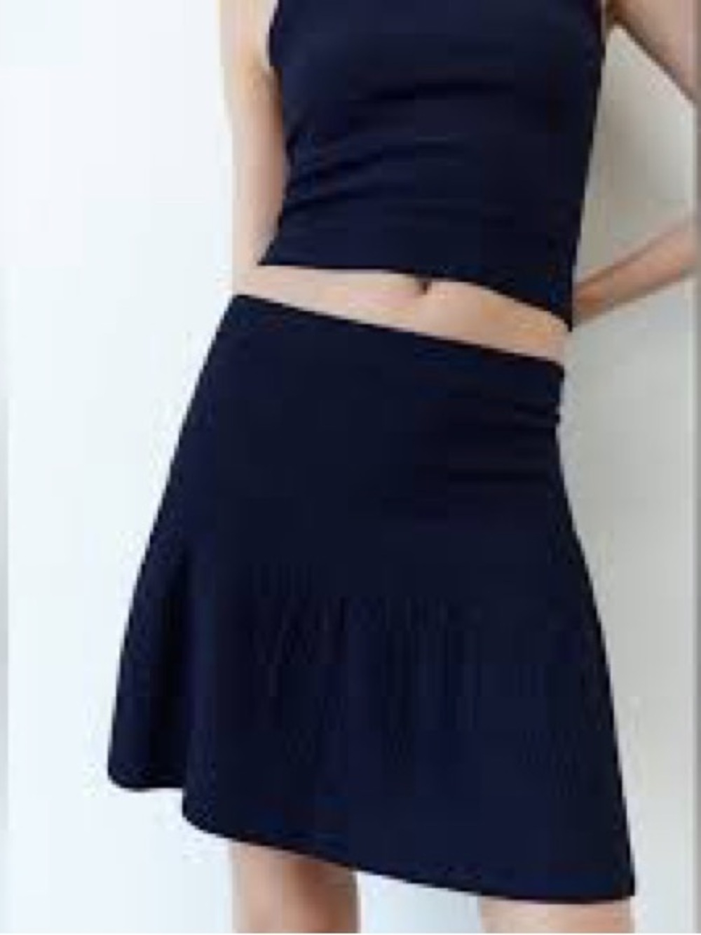 Zara Ribbed Knit Flounce Mini Skirt